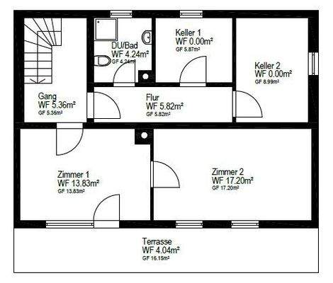 Grundriss KG (nicht maßstabsgetreu - kann vom Original abweichen) 