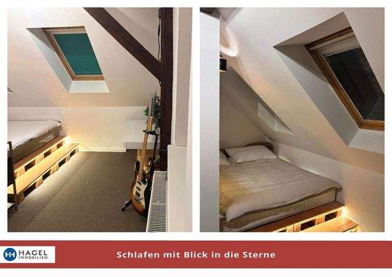 Schlafen mit Blick in die Sterne