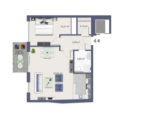 7321 Grundriss 1. OG WE 4