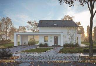 Hausansicht mit Anbauten
