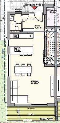 Grundriss Erdgeschoss Wohnung 1
