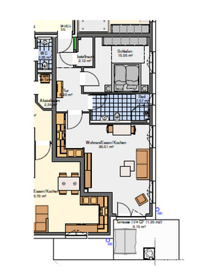 Der Grundriss der 2-Zimmer-Wohnung