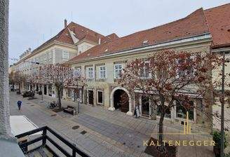 Blick aus dem Fenster von TOP 2 auf die Fußgängerzone
