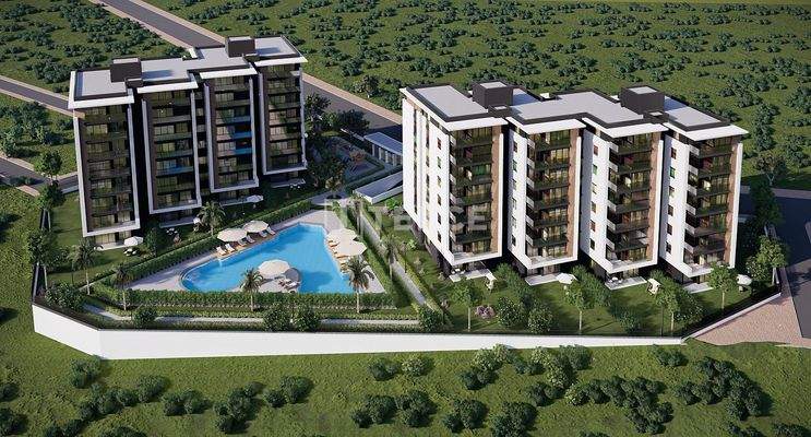 Flats with En-suite Bathrooms in a Project in Kepez Antalya