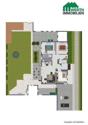 Zwei.F. - Grundriss Erdgeschoss mit Außenbereich 