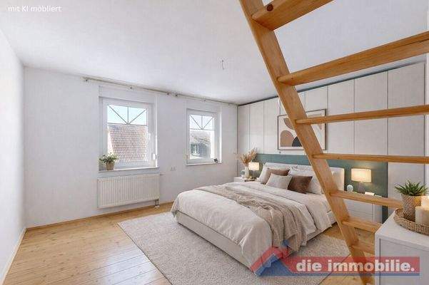 Schlafzimmer – virtuell möbliert