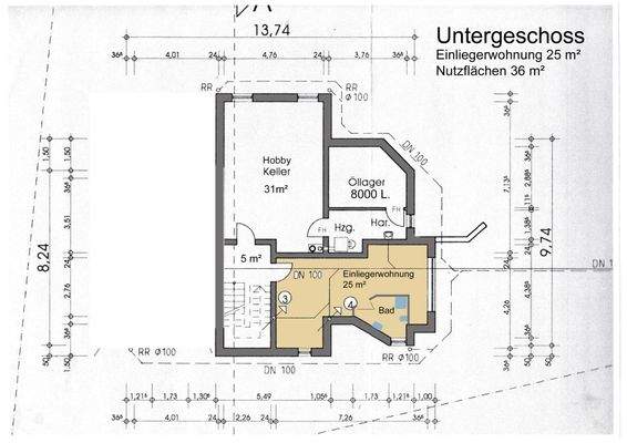 ...in das Untergeschoss mit...