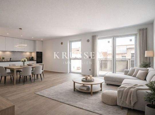 Sowohl mit angrenzender Küche...