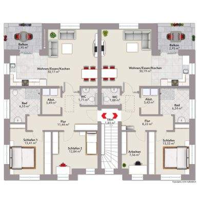 Grundriss Obergeschoss Haus 1