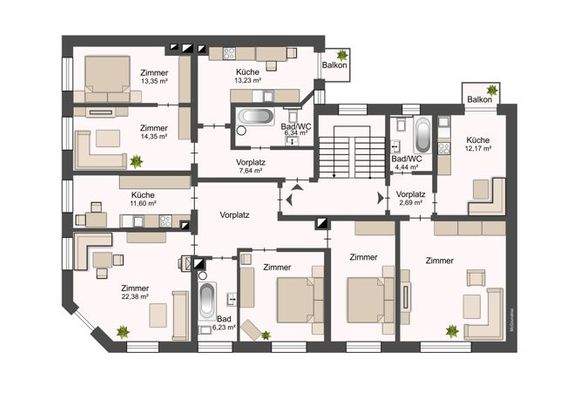 Grundriss 1. und 2. OG