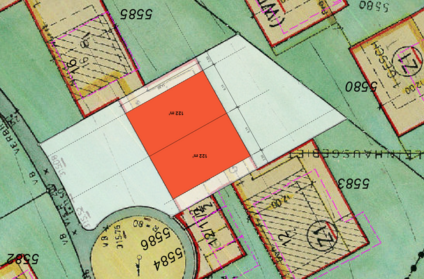 Mögliche Bebauung mit 2 Doppelhaushälften (ohne Gewähr)