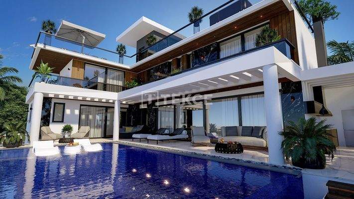 Detached Villa with Sea and Mountain View in Girne Edremit