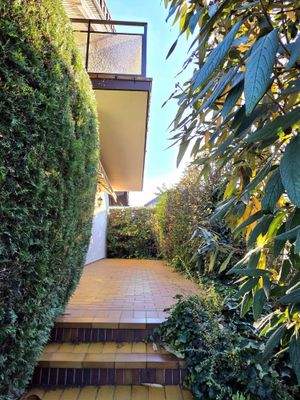 Blick vom Garten auf Terrasse