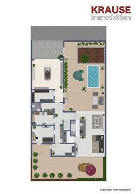 Grundriss mit Außenbereich visualisiert