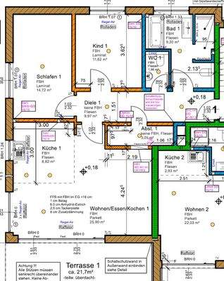 Werkplan Whg. 1 mit Badänderung