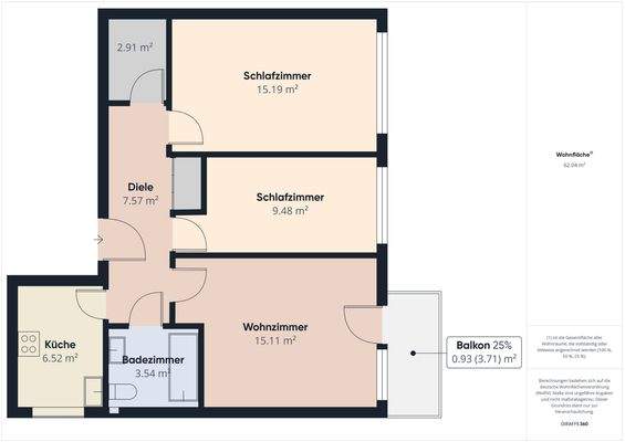 Grundriss 3-Zimmer-Wohnung