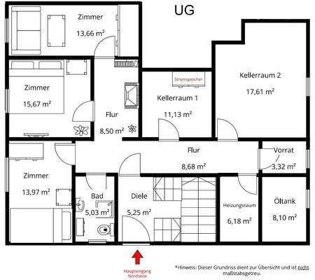 Grundriss: Untergeschoss - nicht maßstabsgetreu!
