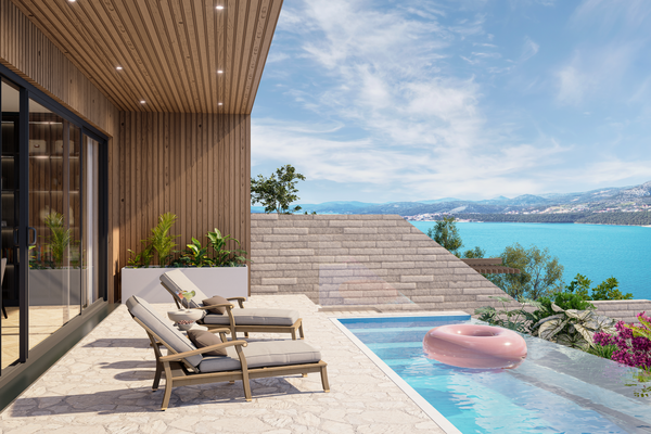 Swimmingpool mit Meerblick