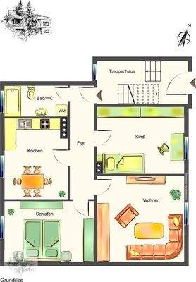 Grundriss Ru34, 2.OG links farbig