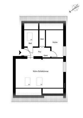 Dachgeschoss 1-Zimmer-Wohnung