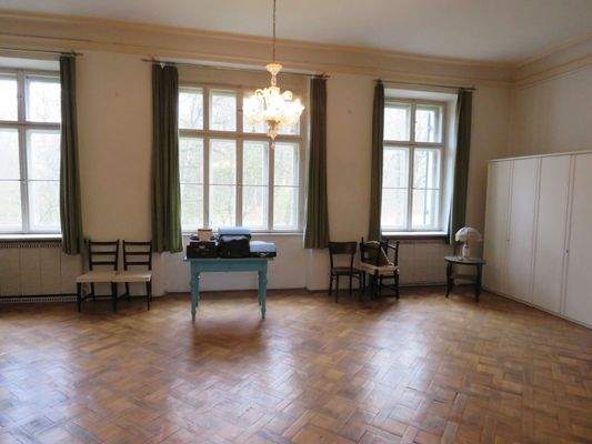 große Fensterfronten im Salon 