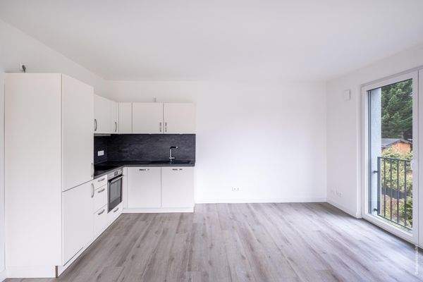 Weitere Ansicht Wohn- und Esszimmermit offener Küche und Balkon