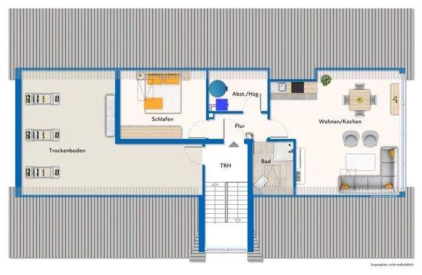 Grundriss mit Mustermöblierung