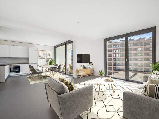 Wohnbereich mit EBK_Musterwohnung