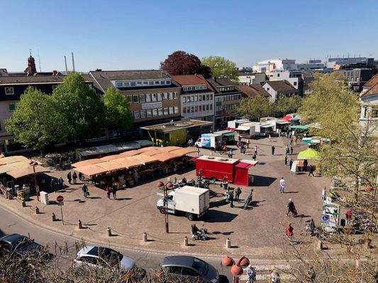 Blick auf den Marktplatz, aktuell in Umbauphase