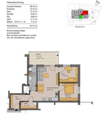 Grundriss Whg. Nr. 9 (nicht maßstabsgetreu - kann vom Original abweichen)