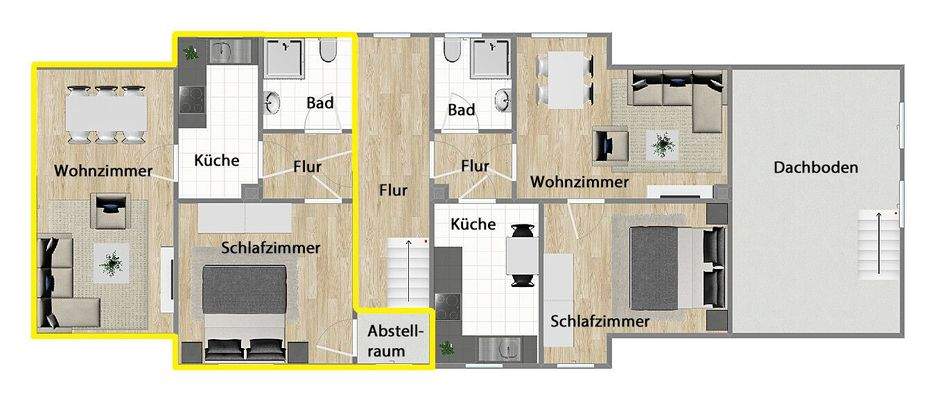Grundriss Wohnung 2 (nicht maßstabsgetreu)