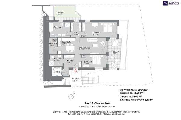 Grundriss Top 2, Schematische Darstellung