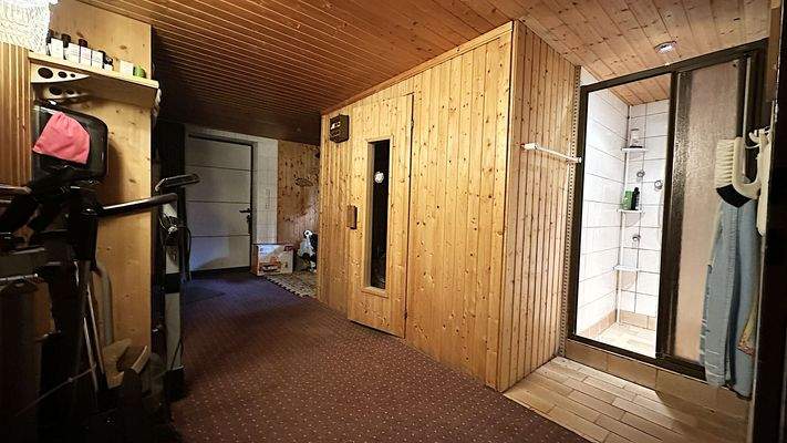 Sauna mit Dusche im Keller