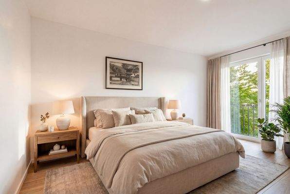 Ruhiges Masterschlafzimmer (visualisiert)