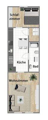 Grundriss Dachgeschoss (nicht maßstabsgetreu)