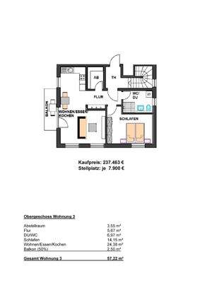 Grundriss Obergeschoss Wohnung 3