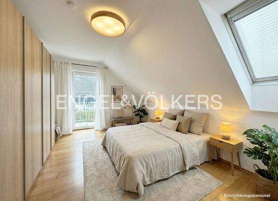 Einrichtungsbeispiel Zimmer im DG mit Balkonzugang