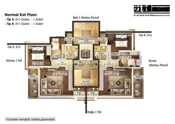 Newly-Built Flats in a Complex in Muratpasa Antalya