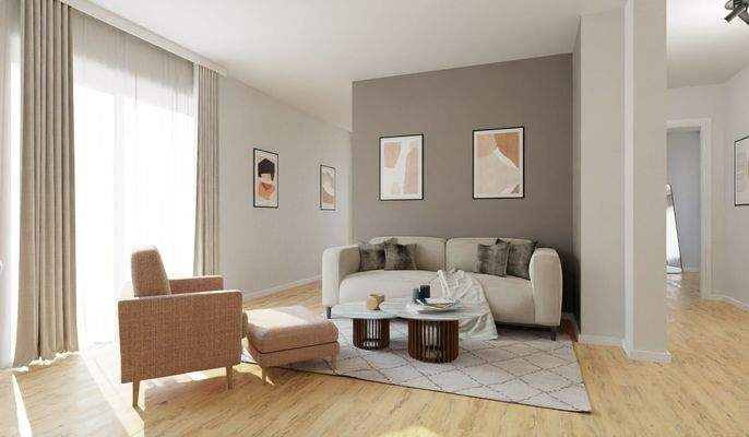 Visualisierung des Wohnzimmers der Eigentumswohnun