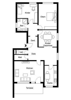 4-Zimmer-Wohnung Grundriss