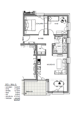 Grundriss Erdgeschoss - Wohnung 3