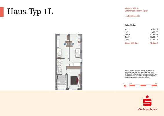 Grundriss Haus Typ 1L Obergeschoss