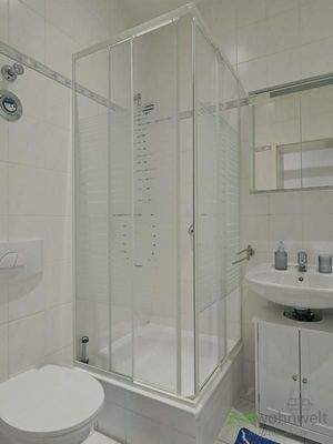 Dusche und WC im Bad