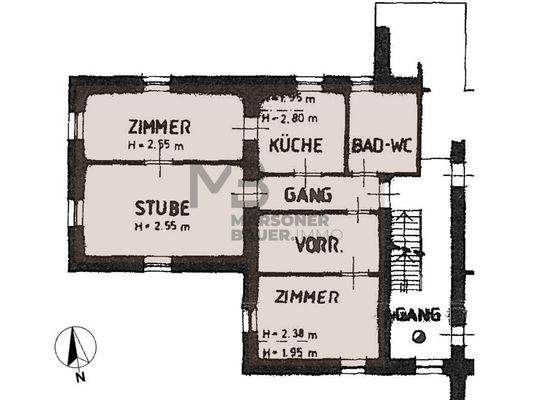 Grundriss Wohnung 2. Stock - planimetria app. 2. piano (nicht im Maßstab - non in scala)