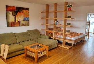 Lounge section and king size bed