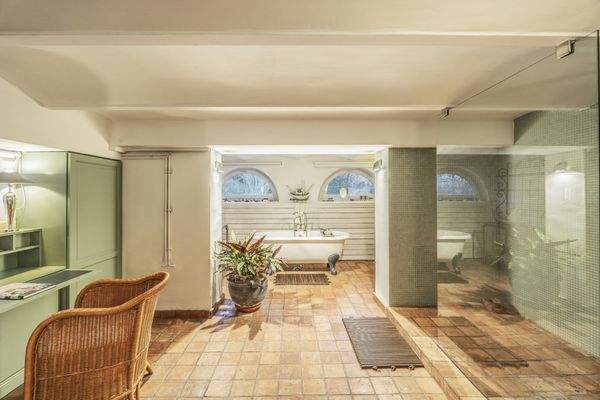 Spacious bathroom in the basement