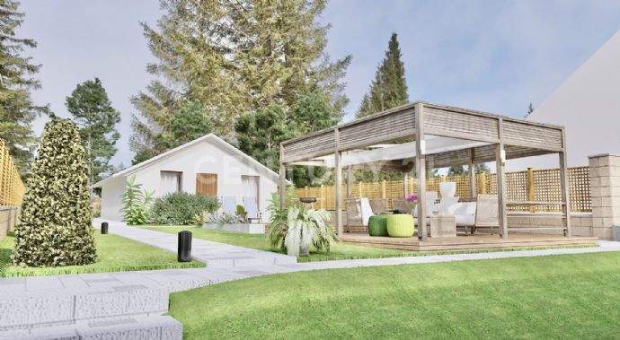 Außen Visualisierung Garten mit Pavillion