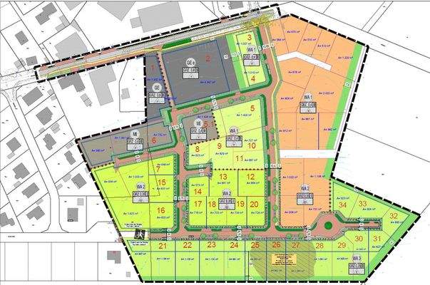 Parzellierung des Baugebietes