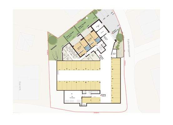 Fallenberggasse, Dornbirn-Geschossplan Tiefgarage, Ebene 0