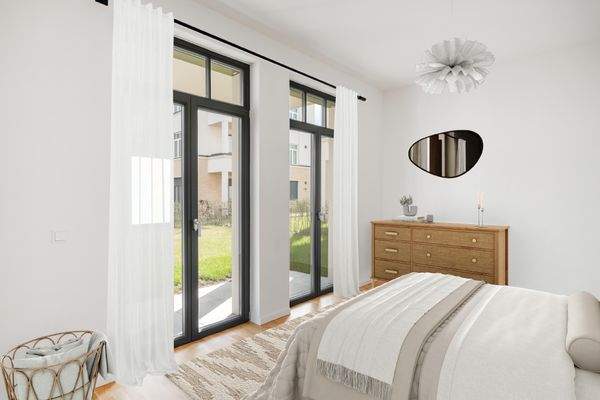 Schlafzimmer mit Einrichtungsbeispiel